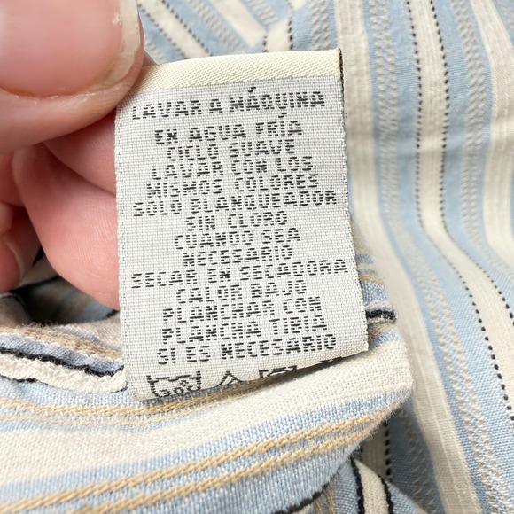 Polo Jeans Co Ralph Lauren Button Down Mens Medium Blue Stripe Slim Fit - Picture 7 of 10